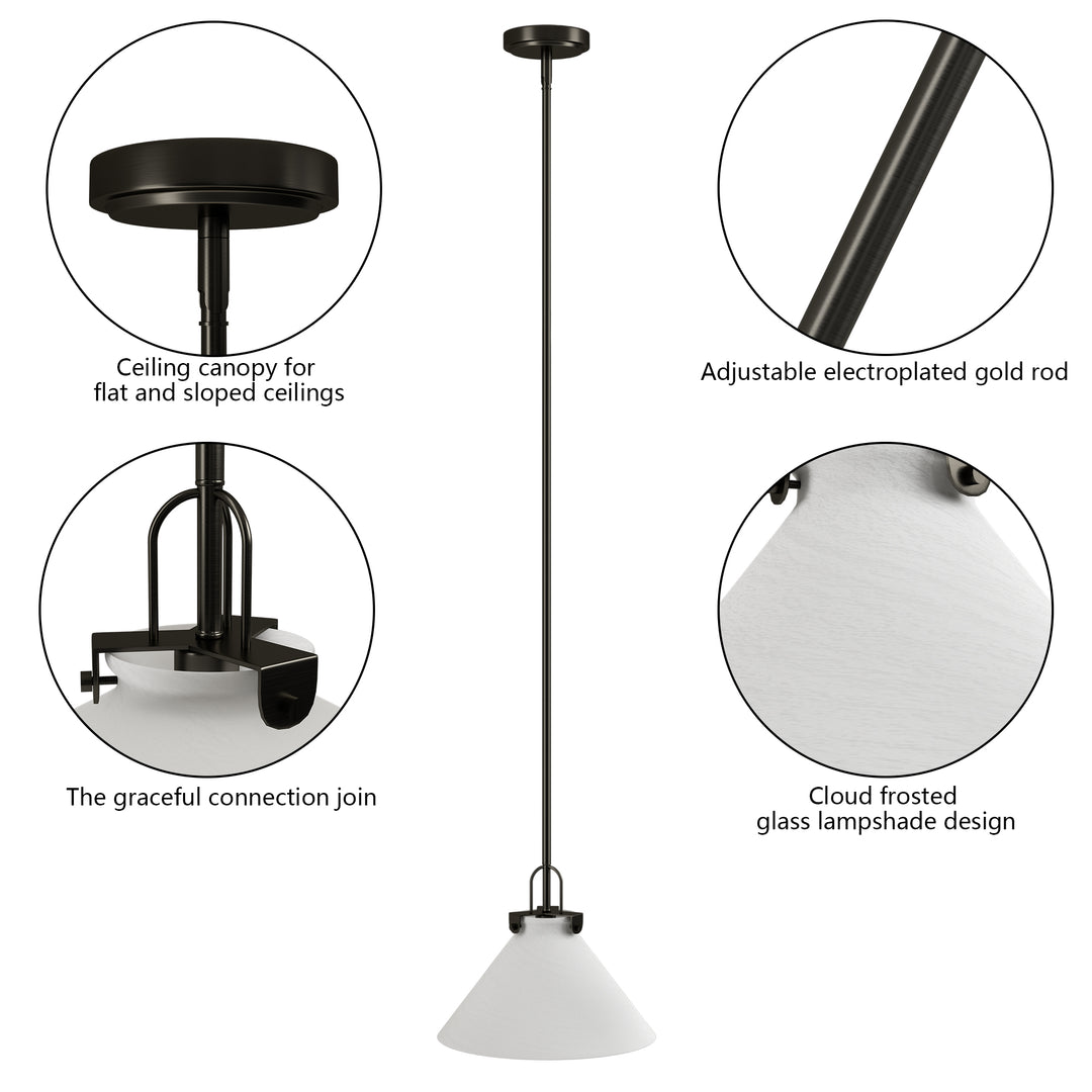 Eclipse 1-light 11.8'' Dimmable Cloud Glass Modern Cone Pendant Light
