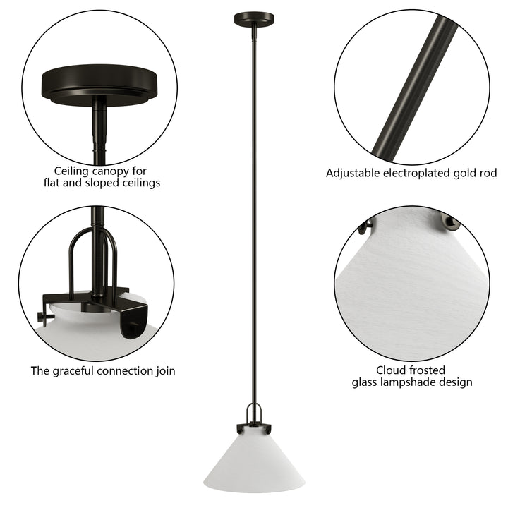 Eclipse 1-light 11.8'' Dimmable Cloud Glass Modern Cone Pendant Light