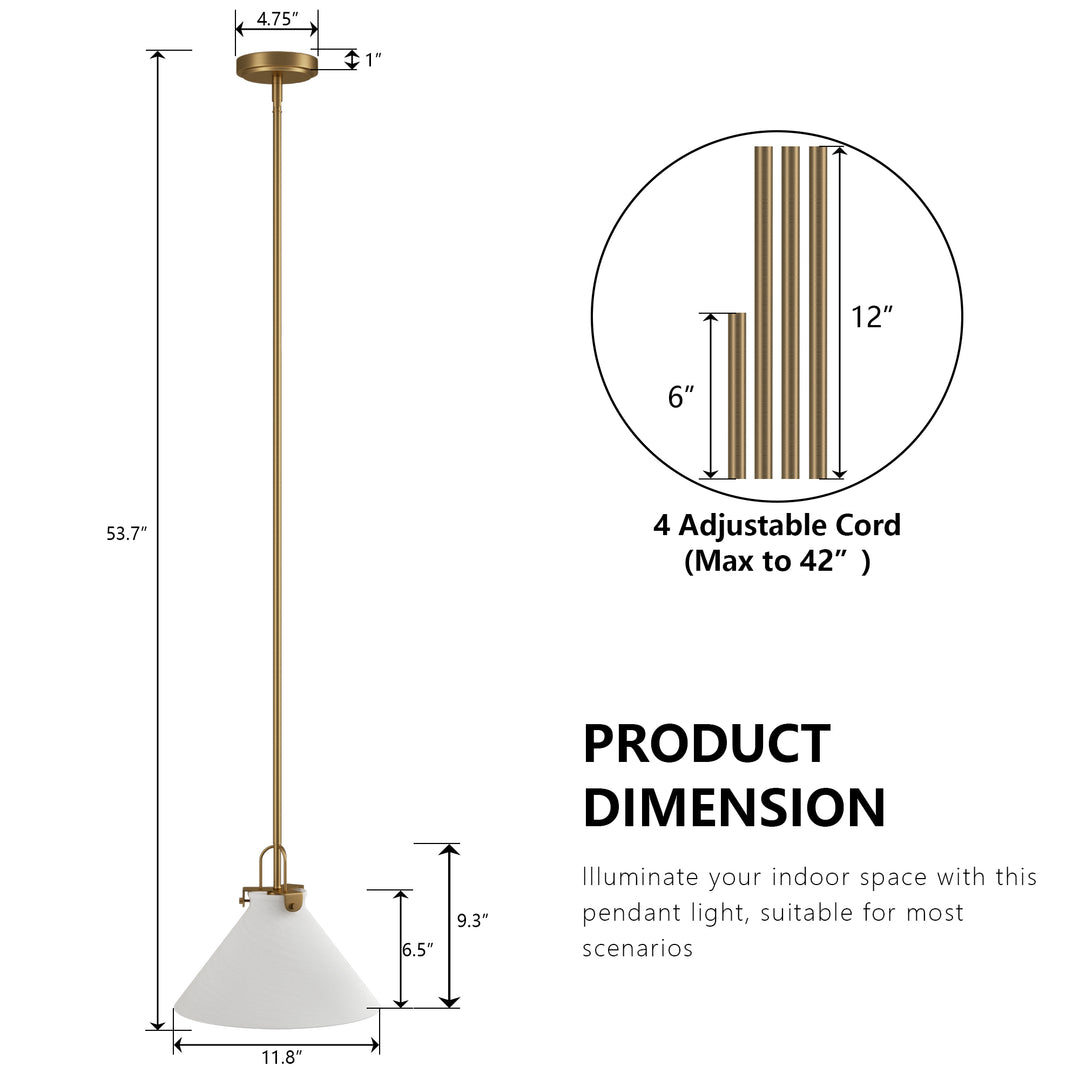 Eclipse 1-light 11.8'' Dimmable Cloud Glass Modern Cone Pendant Light