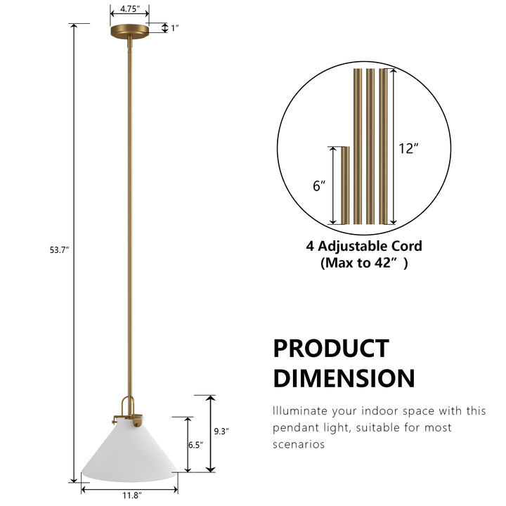 Eclipse 1-light 11.8'' Dimmable Cloud Glass Modern Cone Pendant Light