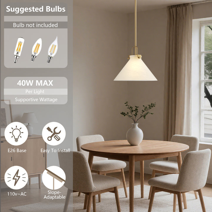 Eclipse 1-light 11.8'' Dimmable Cloud Glass Modern Cone Pendant Light