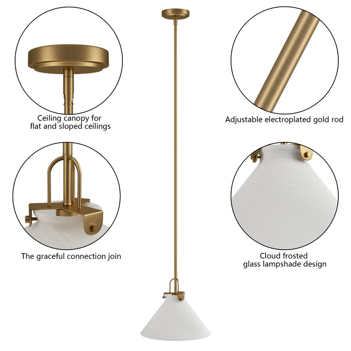 Eclipse 1-light 11.8'' Dimmable Cloud Glass Modern Cone Pendant Light