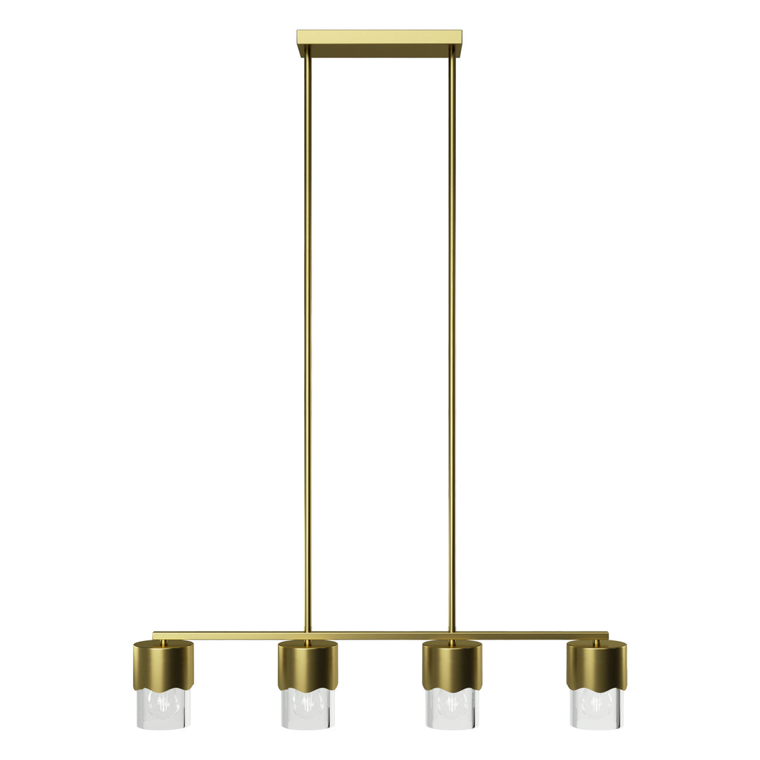 Glimmer 4-Light Metal And Glass Modern Linear Pendant Light With Adjustable Rod For Kitchen Island #29032