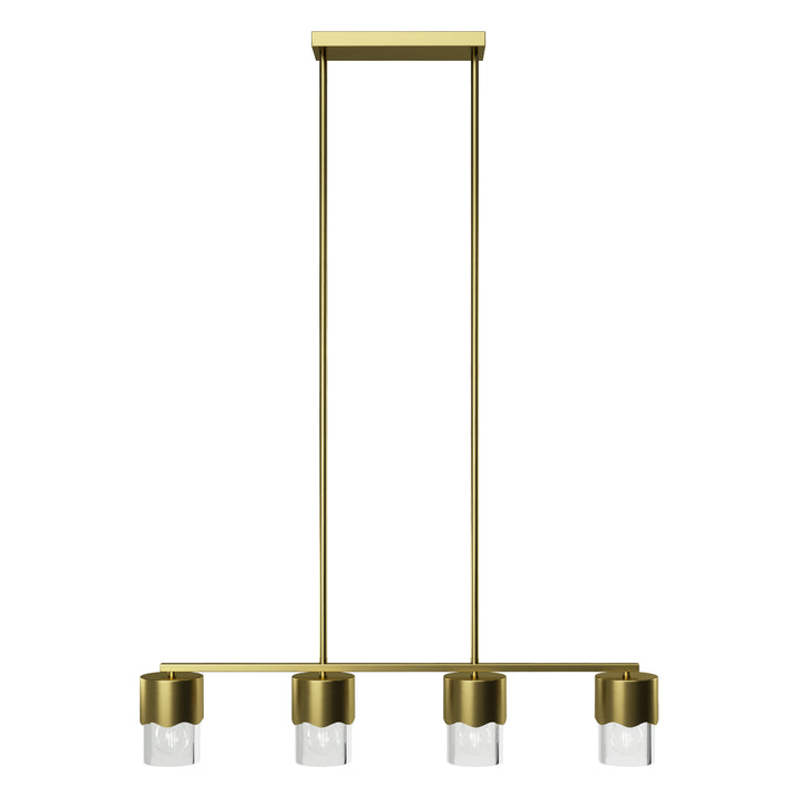 Glimmer 4-Light Metal And Glass Modern Linear Pendant Light With Adjustable Rod For Kitchen Island #29032