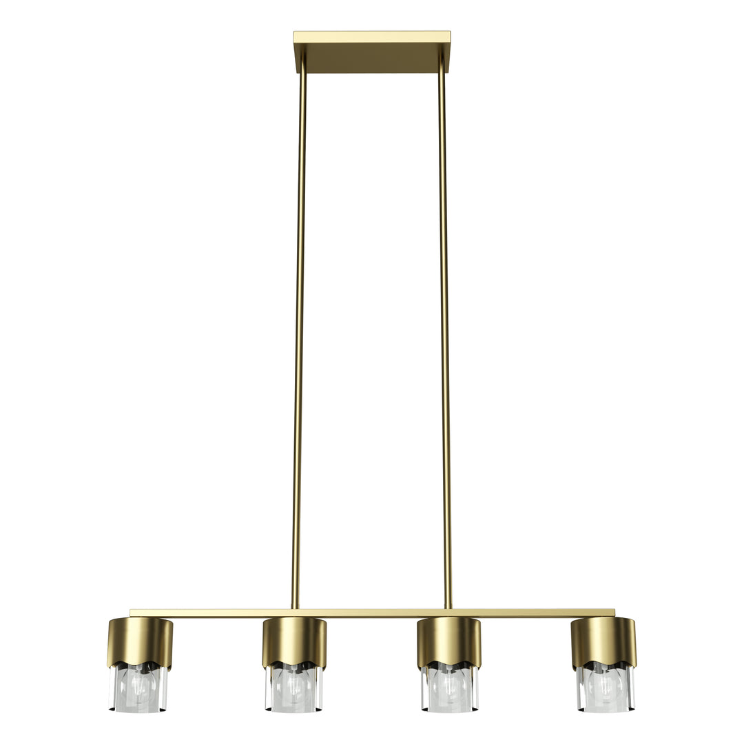 Glimmer 4-Light Metal And Glass Modern Linear Pendant Light With Adjustable Rod For Kitchen Island #29032