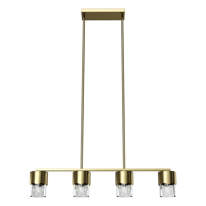 Glimmer 4-Light Metal And Glass Modern Linear Pendant Light With Adjustable Rod For Kitchen Island #29032