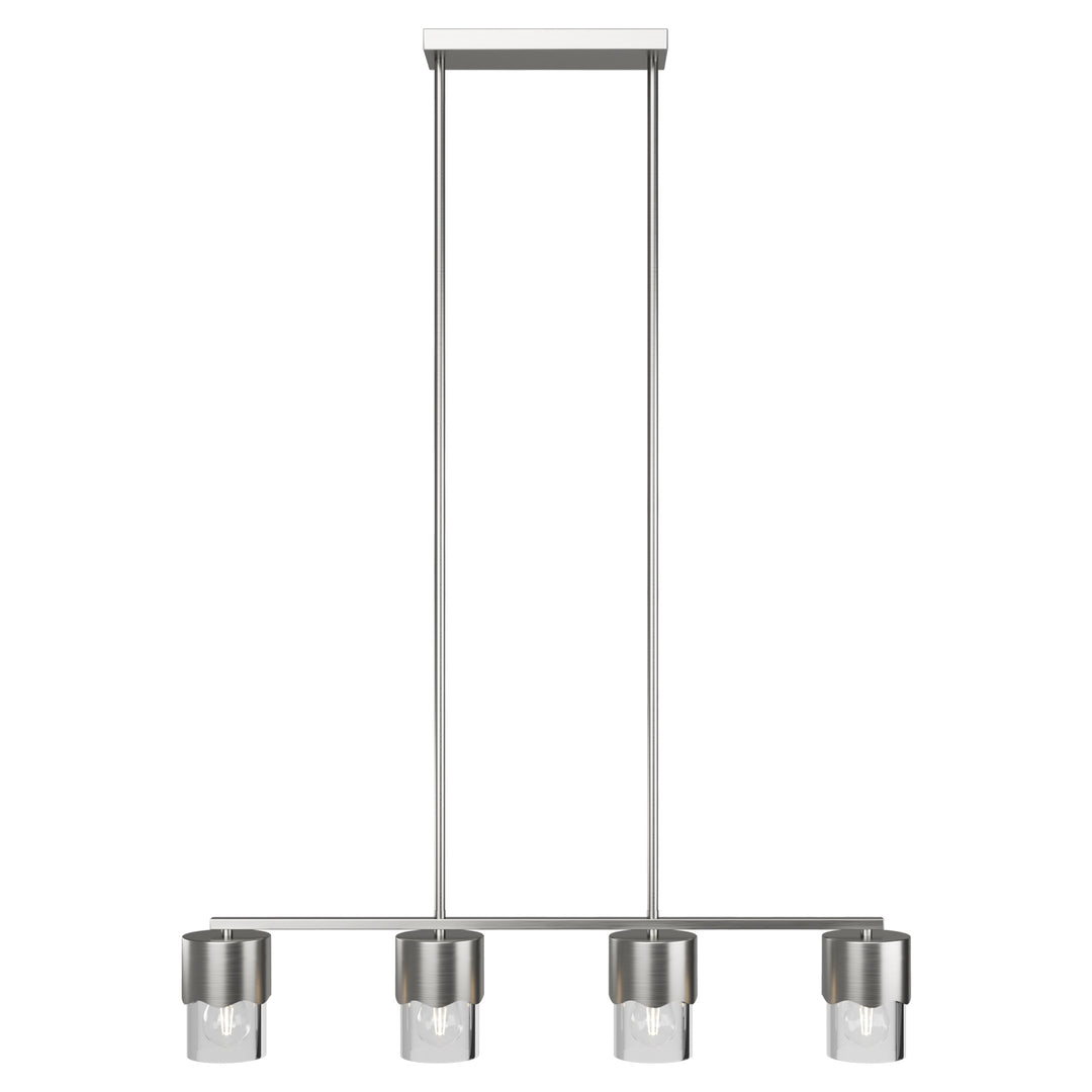 Glimmer 4-Light Metal And Glass Modern Linear Pendant Light With Adjustable Rod For Kitchen Island #29032