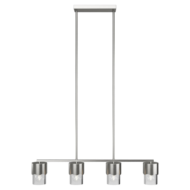 Glimmer 4-Light Metal And Glass Modern Linear Pendant Light With Adjustable Rod For Kitchen Island #29032