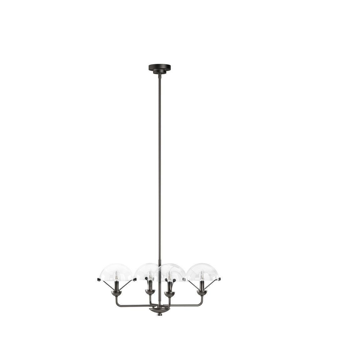 Glimmer 4-Light 28"W Modern/Traditional Chandelier With Black/Gold Metal,Feature Glass/Metal Shade For Dining Room Or Kitchen Island #29033