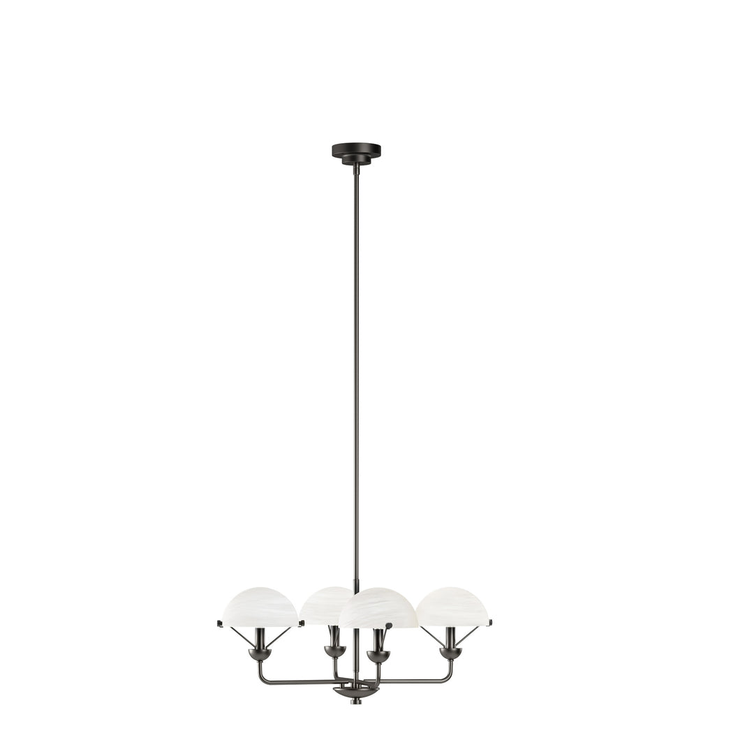 Glimmer 4-Light 28"W Modern/Traditional Chandelier With Black/Gold Metal,Feature Glass/Metal Shade For Dining Room Or Kitchen Island #29033