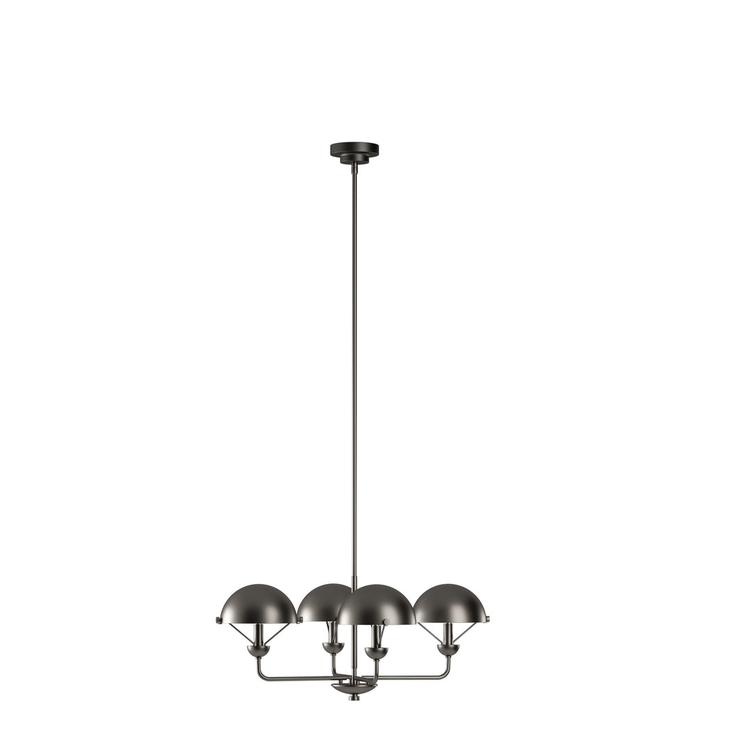 Glimmer 4-Light 28"W Modern/Traditional Chandelier With Black/Gold Metal,Feature Glass/Metal Shade For Dining Room Or Kitchen Island #29033