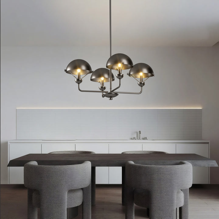 Glimmer 4-Light 28"W Modern/Traditional Chandelier With Black/Gold Metal,Feature Glass/Metal Shade For Dining Room Or Kitchen Island #29033