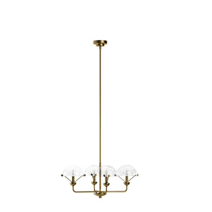 Glimmer 4-Light 28"W Modern/Traditional Chandelier With Black/Gold Metal,Feature Glass/Metal Shade For Dining Room Or Kitchen Island #29033