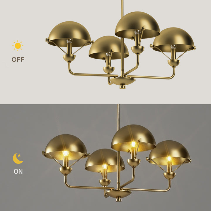 Glimmer 4-Light 28"W Modern/Traditional Chandelier With Black/Gold Metal,Feature Glass/Metal Shade For Dining Room Or Kitchen Island #29033