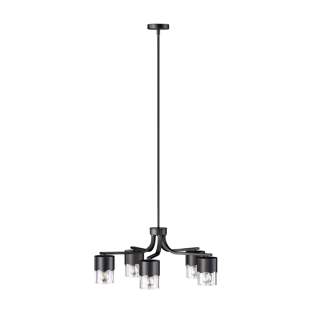Glimmer 5-light 28"w Gold/black/nickel Modern/traditional Spider Chandelier With Clear Glass Shades For Dining Room Or Kitchen #29034