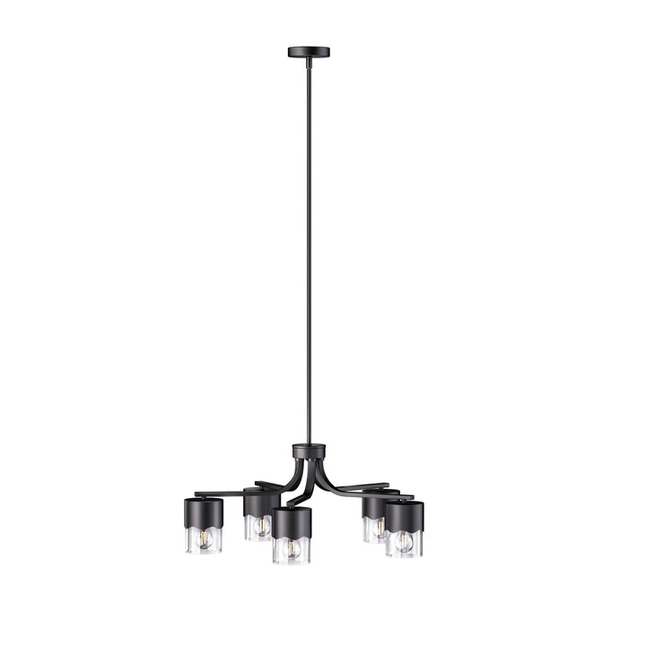 Glimmer 5-light 28"w Gold/black/nickel Modern/traditional Spider Chandelier With Clear Glass Shades For Dining Room Or Kitchen #29034