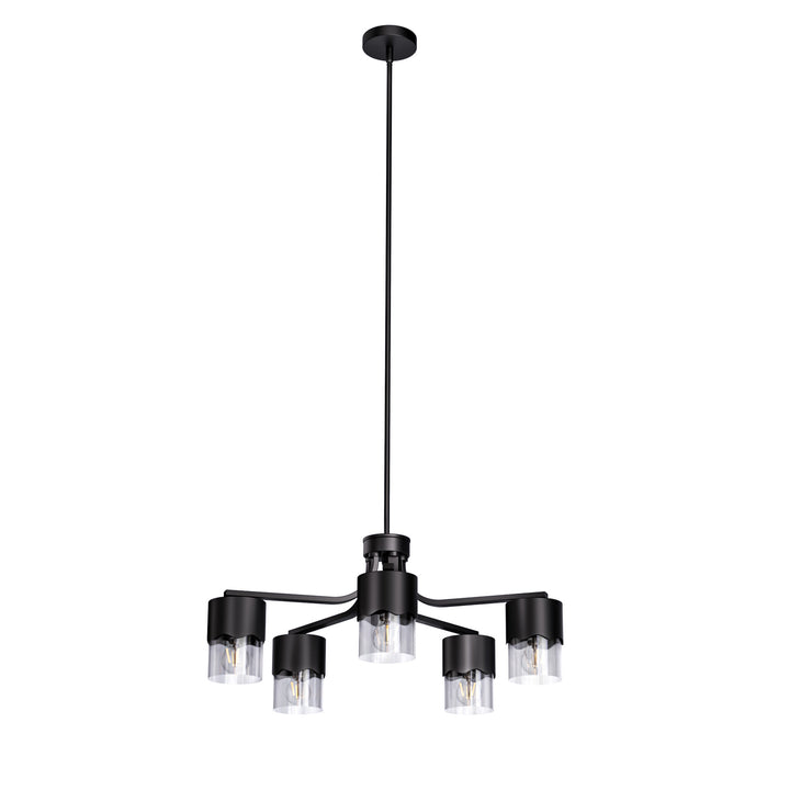 Glimmer 5-light 28"w Gold/black/nickel Modern/traditional Spider Chandelier With Clear Glass Shades For Dining Room Or Kitchen #29034