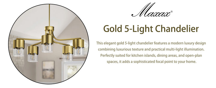 Glimmer 5-light 28"w Gold/black/nickel Modern/traditional Spider Chandelier With Clear Glass Shades For Dining Room Or Kitchen #29034