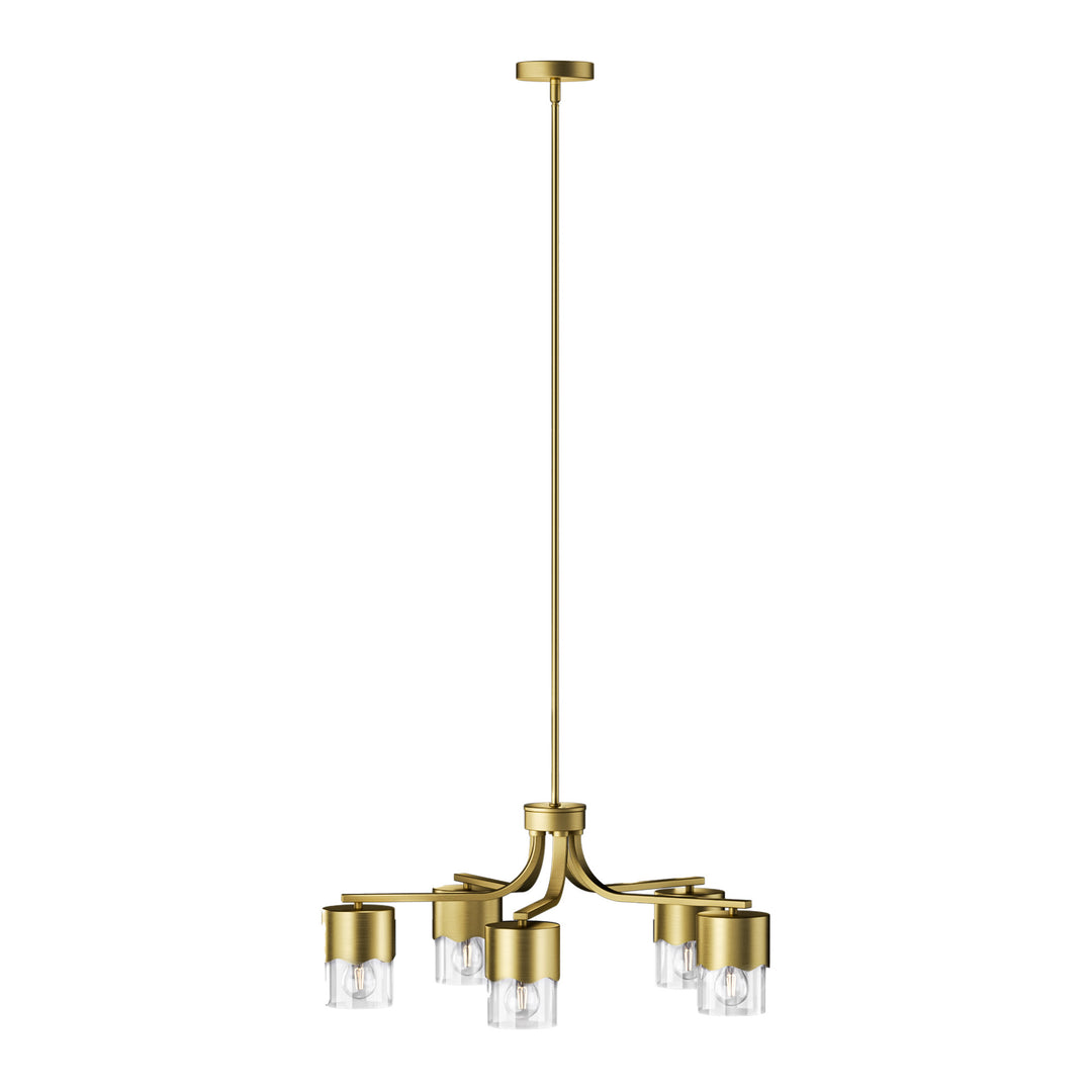Glimmer 5-light 28"w Gold/black/nickel Modern/traditional Spider Chandelier With Clear Glass Shades For Dining Room Or Kitchen #29034