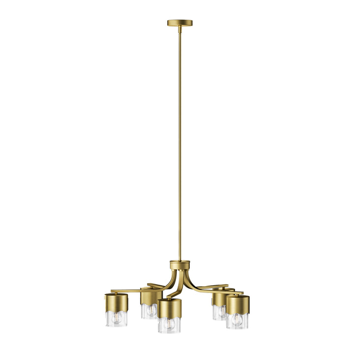 Glimmer 5-light 28"w Gold/black/nickel Modern/traditional Spider Chandelier With Clear Glass Shades For Dining Room Or Kitchen #29034
