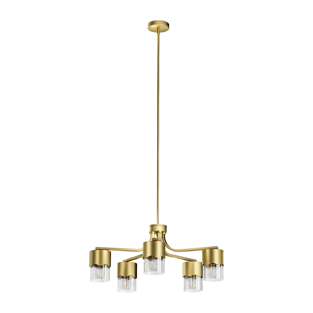 Glimmer 5-light 28"w Gold/black/nickel Modern/traditional Spider Chandelier With Clear Glass Shades For Dining Room Or Kitchen #29034