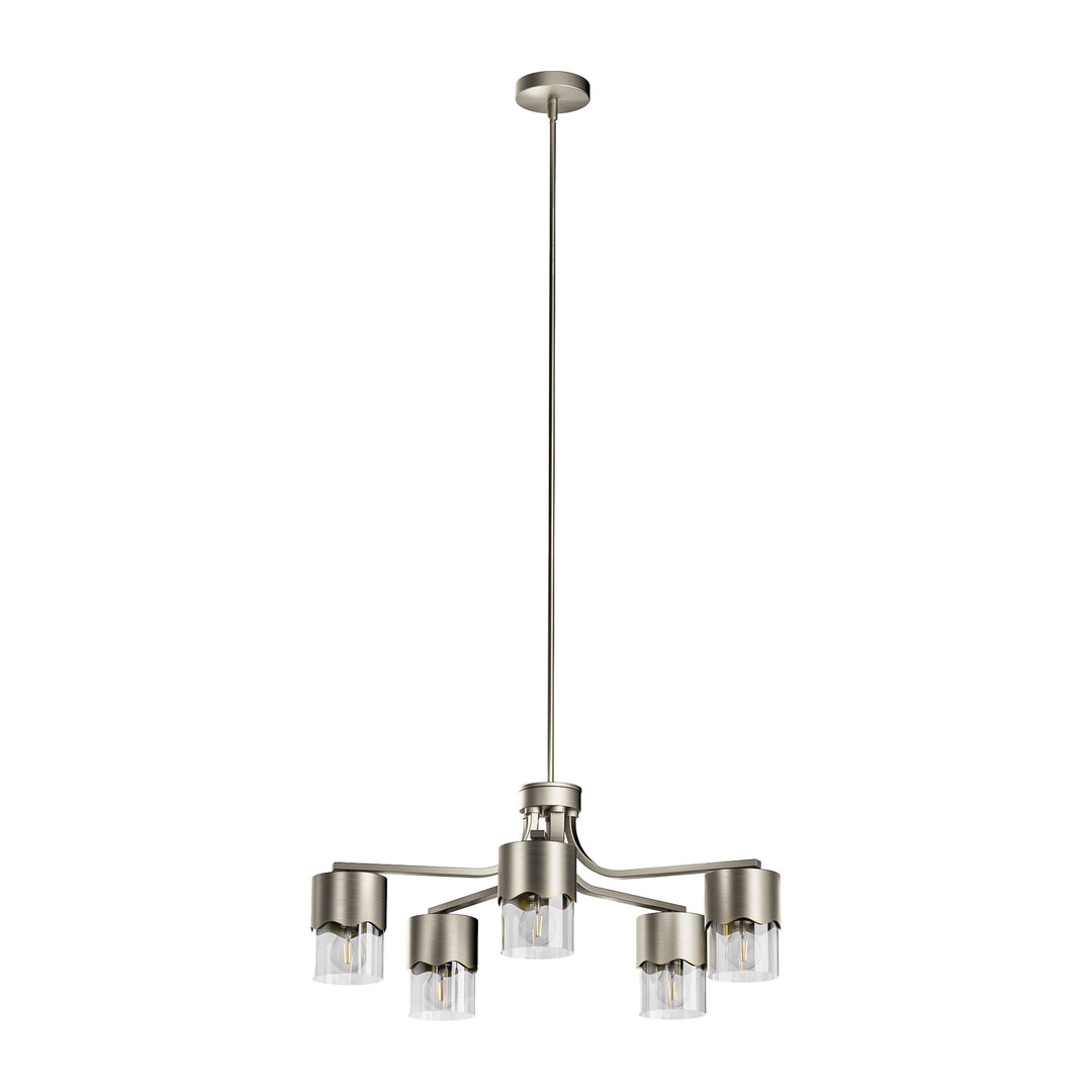 Glimmer 5-light 28"w Gold/black/nickel Modern/traditional Spider Chandelier With Clear Glass Shades For Dining Room Or Kitchen #29034