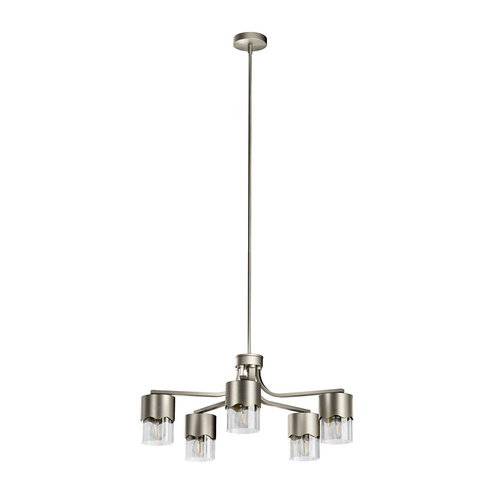 Glimmer 5-light 28"w Gold/black/nickel Modern/traditional Spider Chandelier With Clear Glass Shades For Dining Room Or Kitchen #29034