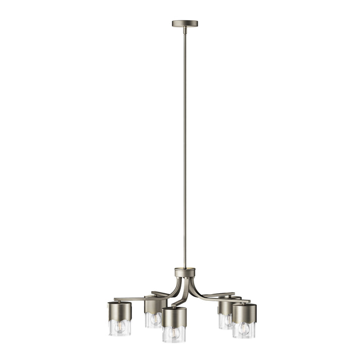 Glimmer 5-light 28"w Gold/black/nickel Modern/traditional Spider Chandelier With Clear Glass Shades For Dining Room Or Kitchen #29034