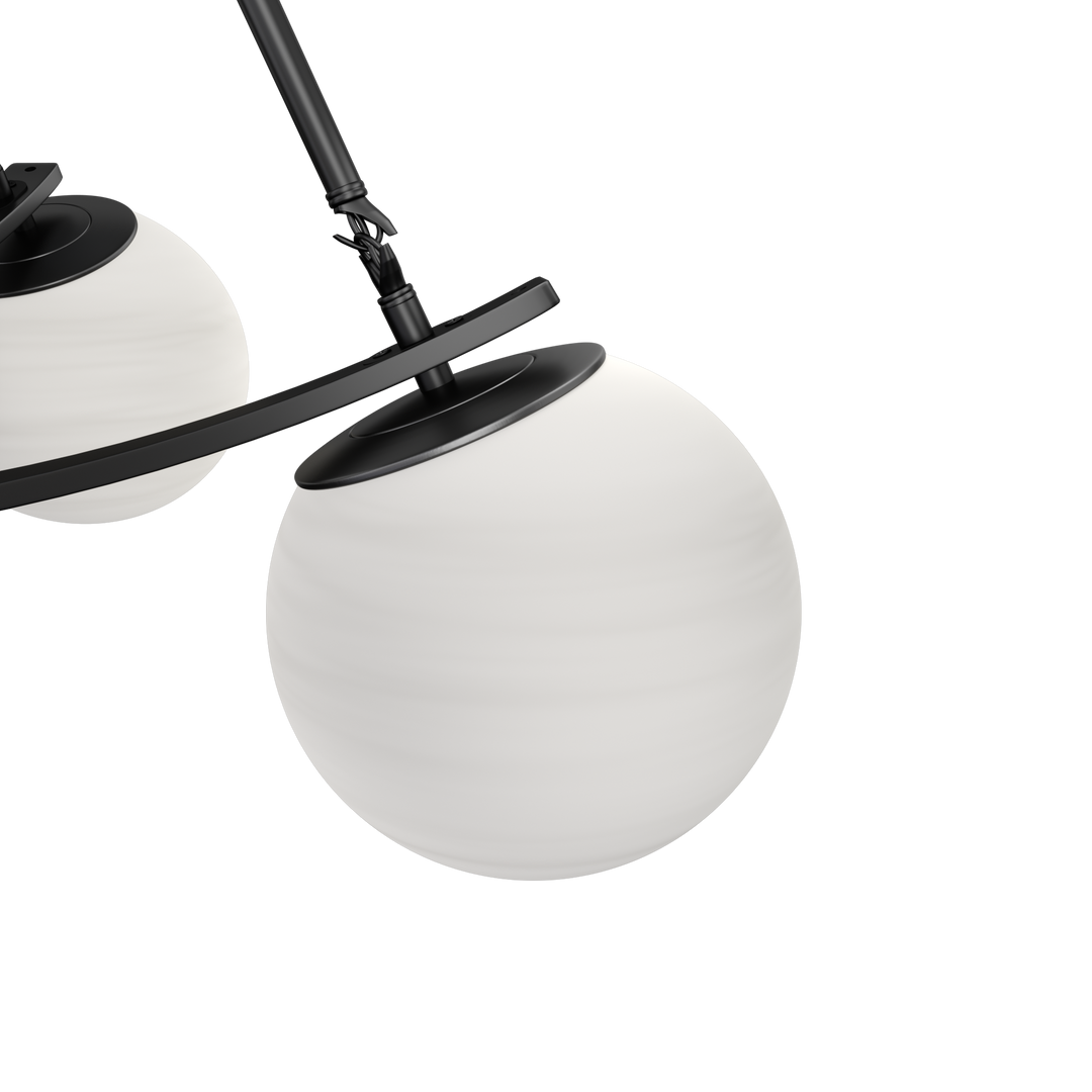 Nimbus 4-light 33"w Black/brass Modern Chandelier For Dining Room Or Kitchen Island,feature Frosted Globe Glass Shades #29035