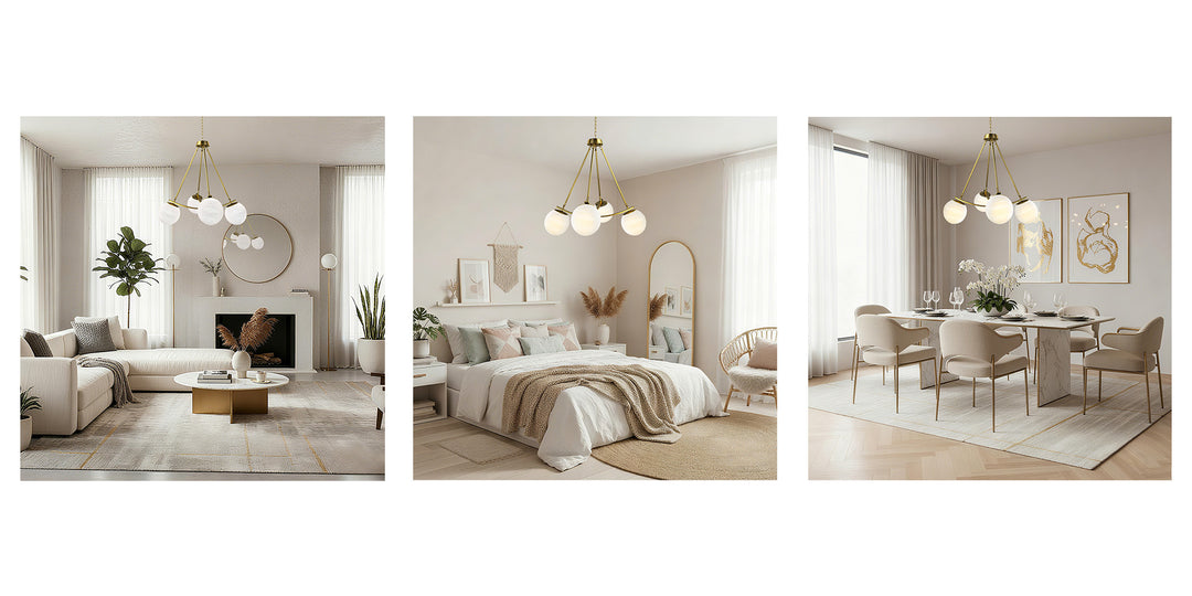 Nimbus 4-light 33"w Black/brass Modern Chandelier For Dining Room Or Kitchen Island,feature Frosted Globe Glass Shades #29035