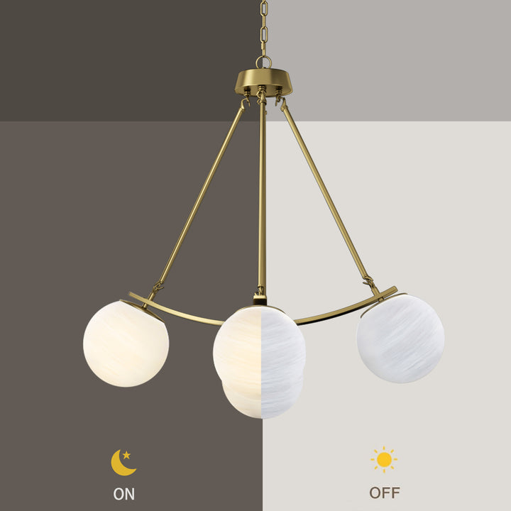 Nimbus 4-light 33"w Black/brass Modern Chandelier For Dining Room Or Kitchen Island,feature Frosted Globe Glass Shades #29035