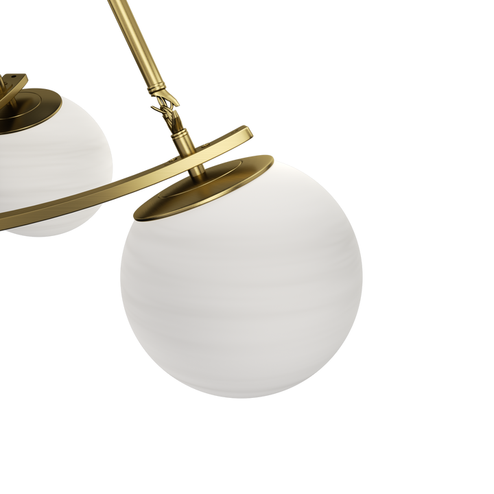 Nimbus 4-light 33"w Black/brass Modern Chandelier For Dining Room Or Kitchen Island,feature Frosted Globe Glass Shades #29035