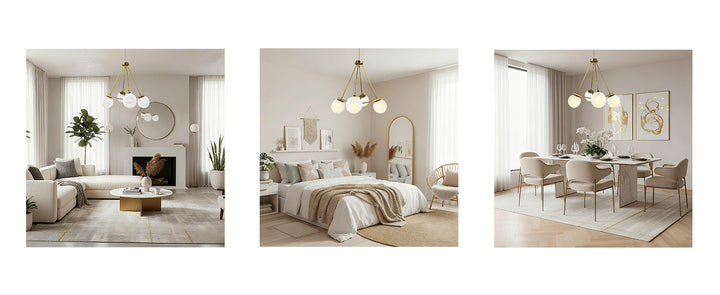 Nimbus 4-light 33"w Black/brass Modern Chandelier For Dining Room Or Kitchen Island,feature Frosted Globe Glass Shades #29035