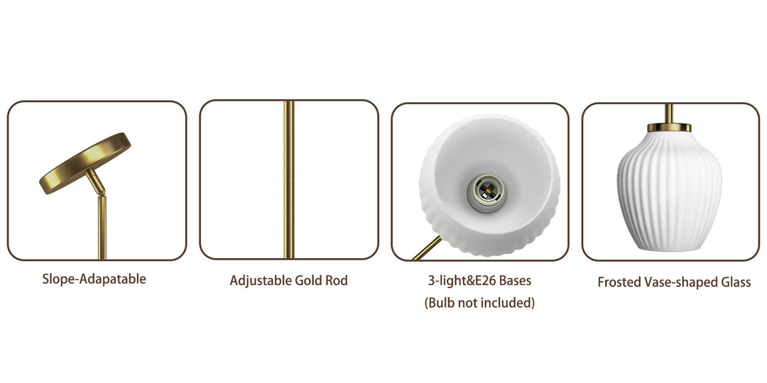 Glimmer 3-Light 36"W Black/Gold Modern Linear Pendant With Frosted Glass Shades For Kitchen Island Or Dining Room #29037