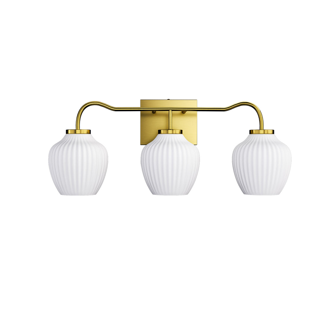 3-light 24''W Dimmable Black Wrought Iron Bathroom Vanity Lights with Frosted Milk White Shade #29037