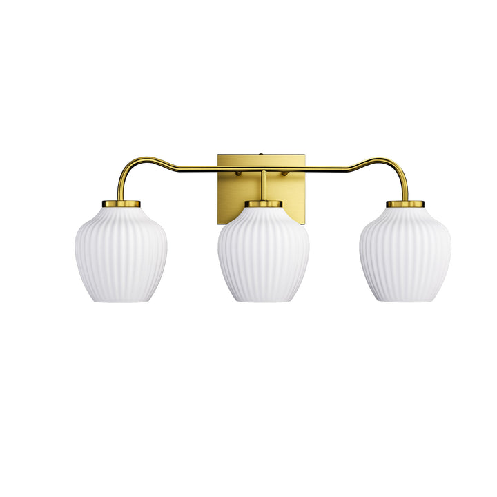 3-light 24''W Dimmable Black Wrought Iron Bathroom Vanity Lights with Frosted Milk White Shade #29037