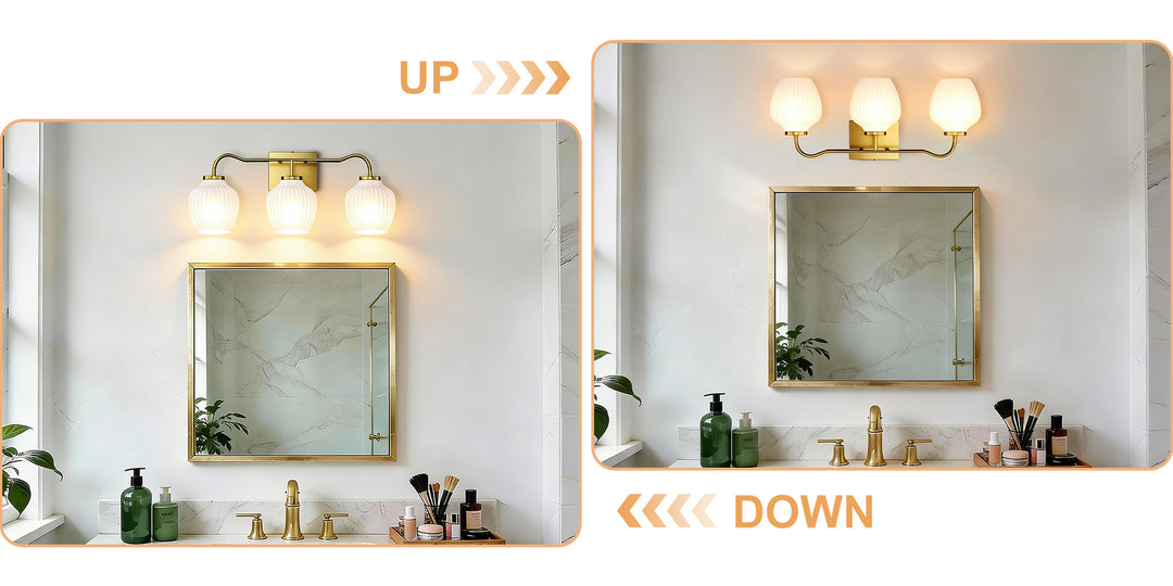 3-light 24''W Dimmable Black Wrought Iron Bathroom Vanity Lights with Frosted Milk White Shade #29037