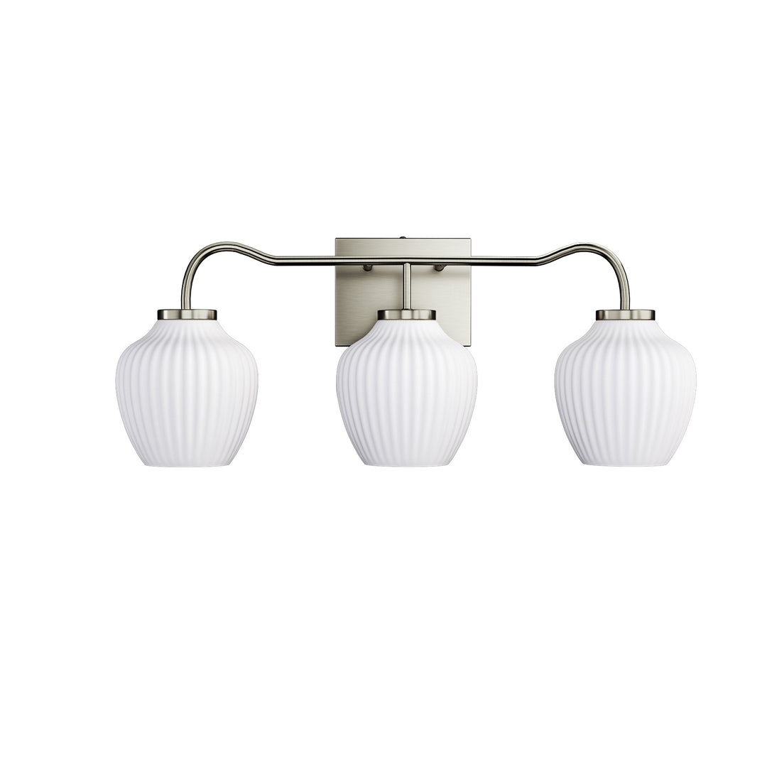 3-light 24''W Dimmable Black Wrought Iron Bathroom Vanity Lights with Frosted Milk White Shade #29037