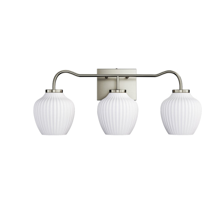 3-light 24''W Dimmable Black Wrought Iron Bathroom Vanity Lights with Frosted Milk White Shade #29037