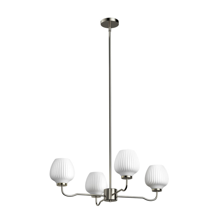 Ray 4-Light 30"W Brass/Black Modern Chandelier With Frosted Vase Glass Shade For Dining Room Or Kitchen Island #29037
