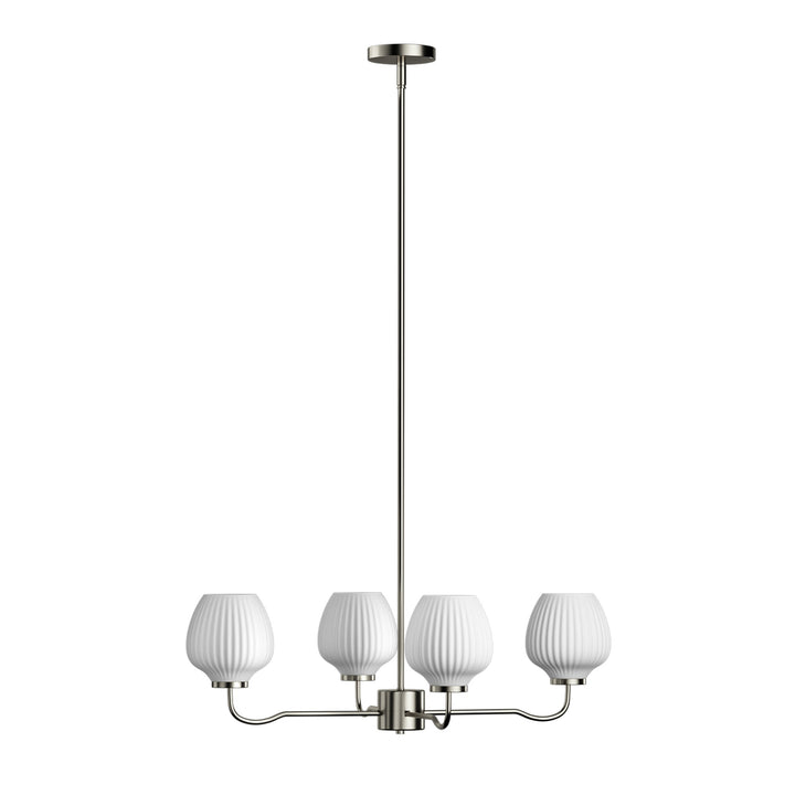 Ray 4-Light 30"W Brass/Black Modern Chandelier With Frosted Vase Glass Shade For Dining Room Or Kitchen Island #29037