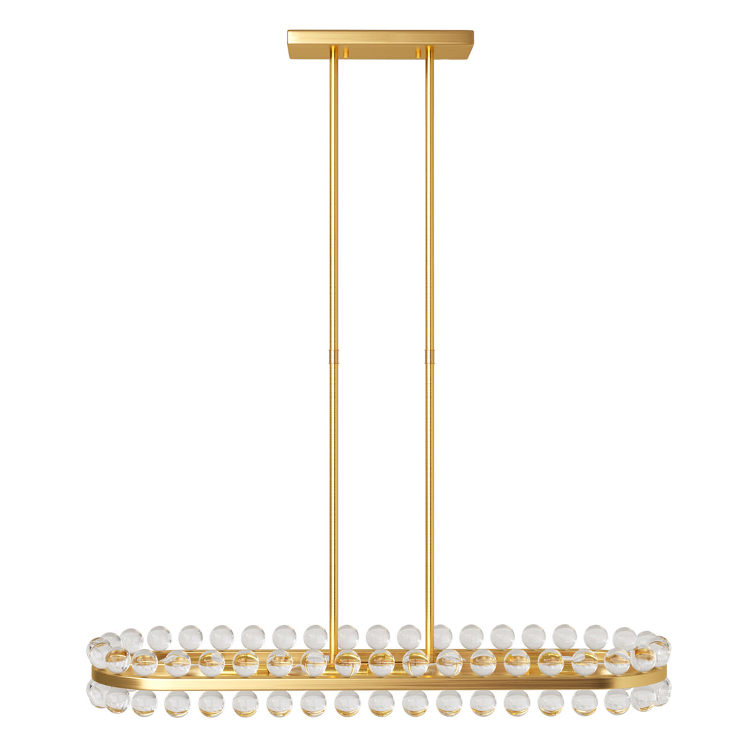 8-Light Brass Crystal Kitchen Island Linear Pendant