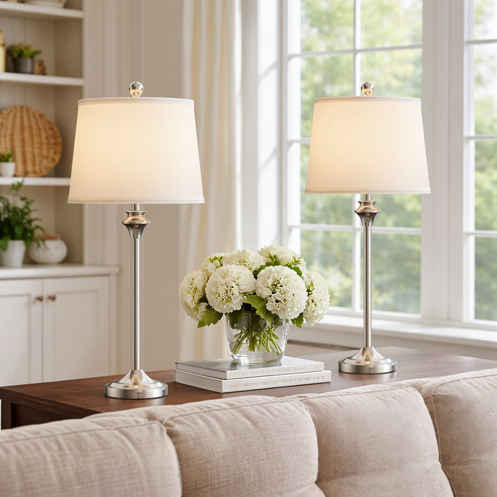 Maxax Metal Buffet Lamp with Oatmeal shade (Set of 2) #T13