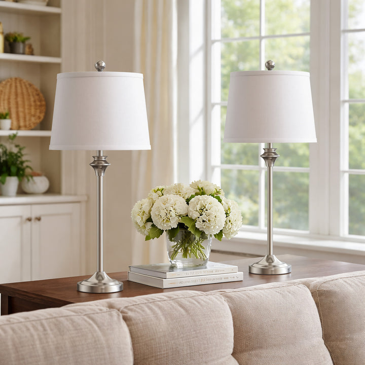 Maxax Metal Buffet Lamp with Oatmeal shade (Set of 2) #T13