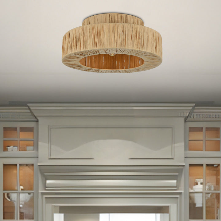 Maxax 1-Lights Round Raffia Paper Curtain Recessed Ceiling Lights #MX5003