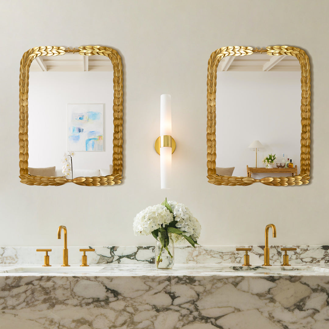 24 in. W x 32 in. H Rectangular Framed Wall Bathroom Vanity Mirror in Gold Leaf Finshed #25012