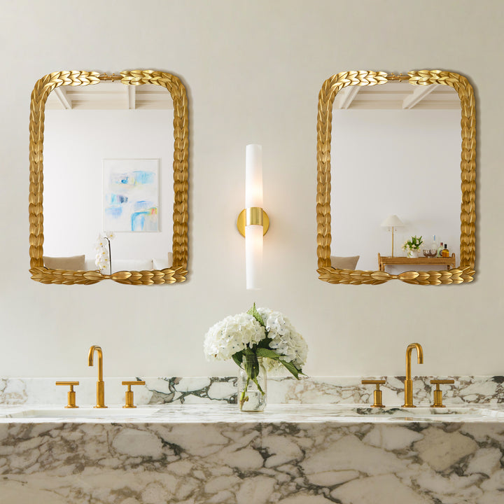 24 in. W x 32 in. H Rectangular Framed Wall Bathroom Vanity Mirror in Gold Leaf Finshed #25012