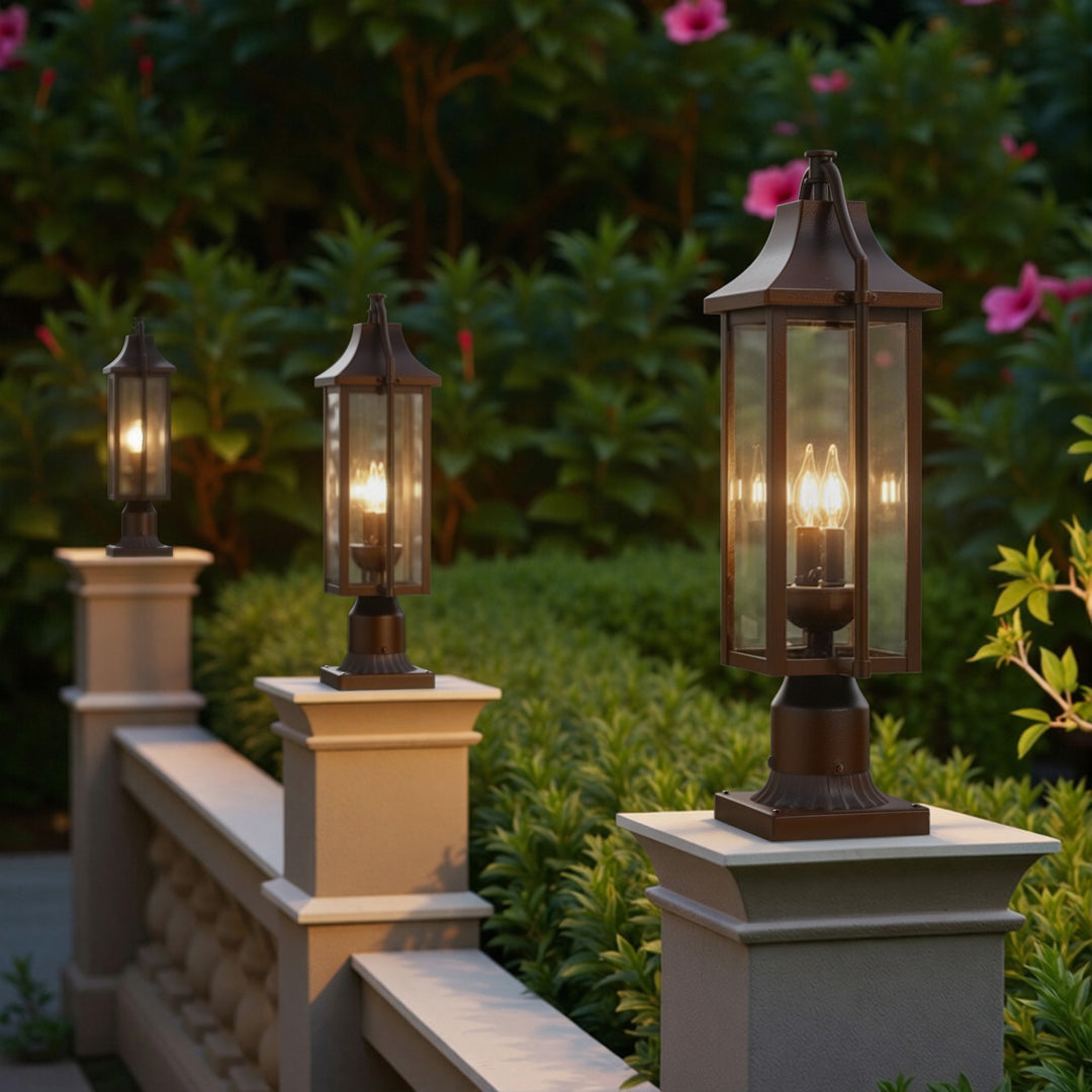 Pathfinder 23''H Black Outdoor Post Light with Clear Tempered Glass and Pier Mount Base #OP7114