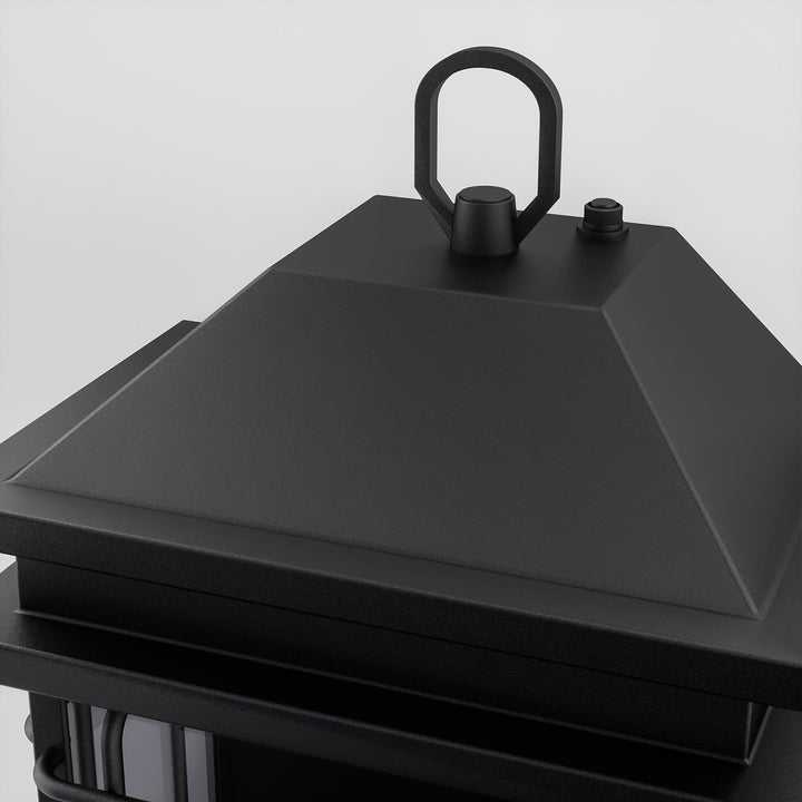 Solstice 2 - Light 16''H Black Iron Tempered Glass Outdoor Wall Light With Dusk To Dawn #7083