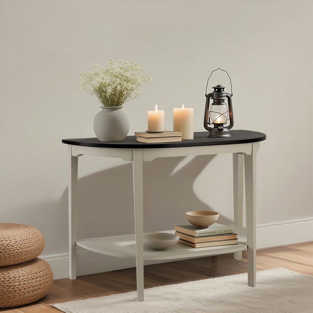 Timeless 31.5'' Round Modern Solid Wood Coffee Table With 2-Tier Shelves #51003